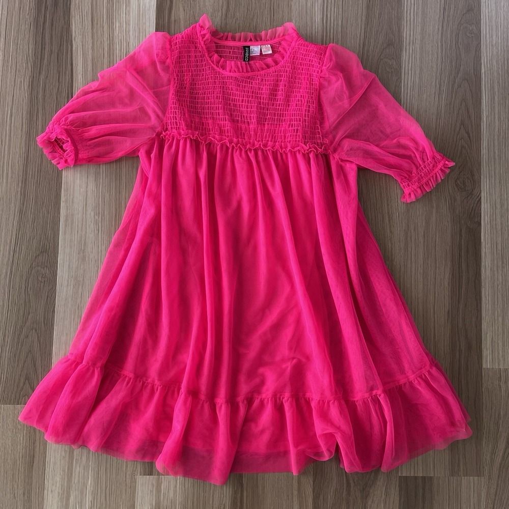 H&M Divided Women L To All The Boys Hot Pink Party Dress Barbie Coquette Costume